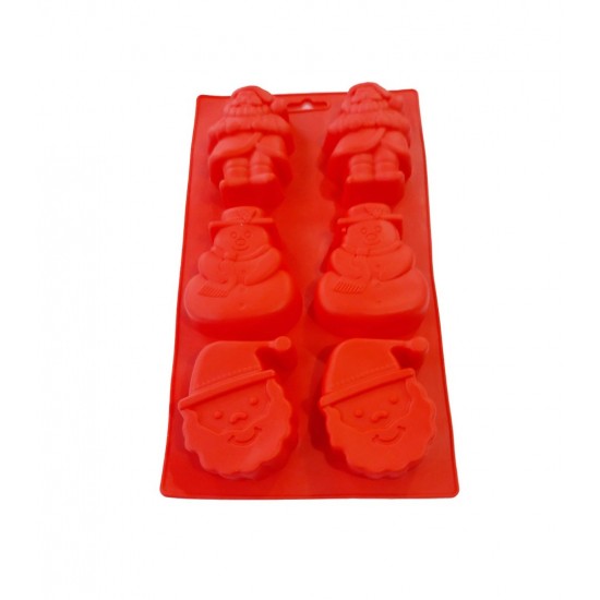 Forma silicon 6 cavitati, Mos Cracioun, Om de Zapada, Pentru prajituri sau Briose, Rosu, 29 cm, 240COF