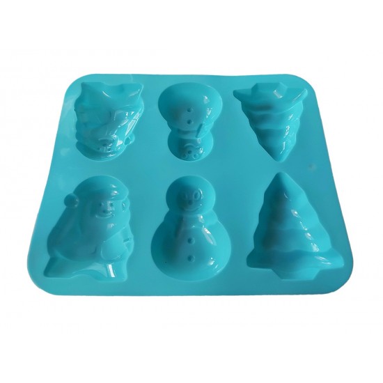 Forma silicon 6 cavitati, Turta dulce, Prajituri, Briose, Albastru, 29 cm, 273COF
