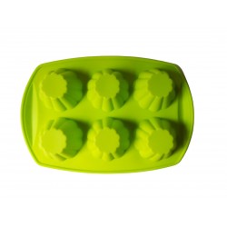 Forma silicon, Pentru prajituri, 6 cavitati, Verde, 29 cm, 344COF