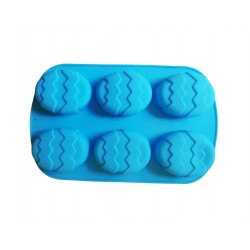 Forma silicon in forma de Ou, Pentru prajituri, Albastru, 6 cavitati, 26 cm, 339COF