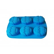 Forma silicon in forma de Ou, Pentru prajituri, Albastru, 6 cavitati, 26 cm, 339COF