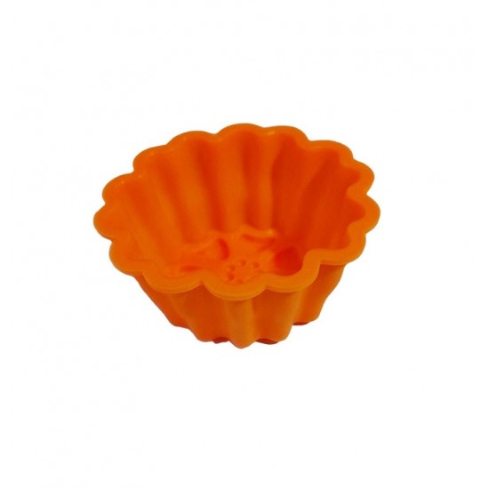 Forma silicon pentru briose, 3 cavitati, Portocaliu, 9 cm, 332COF