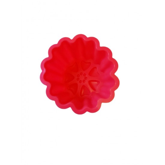 Forma silicon pentru briose, 3 cavitati, Rosu, 9 cm, 331COF
