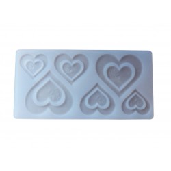 Forma silicon pentru decoarea torturilor, Matrita Inimioare, Alb, 21cm, 314COF