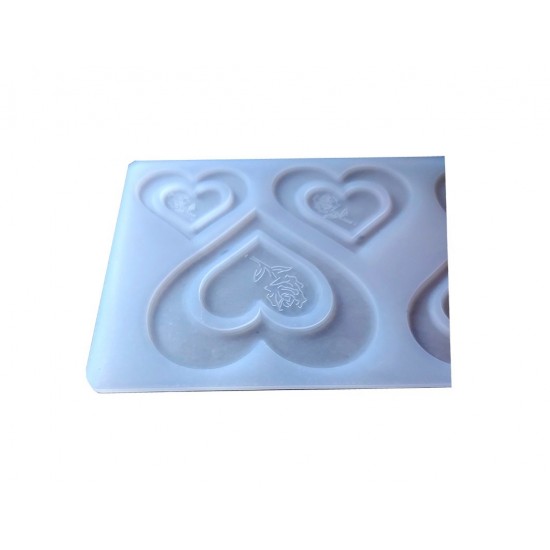 Forma silicon pentru decoarea torturilor, Matrita Inimioare, Alb, 21cm, 314COF