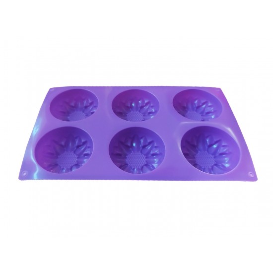 Forma silicon pentru prajituri, 6 cavitati, Floral, 150COF