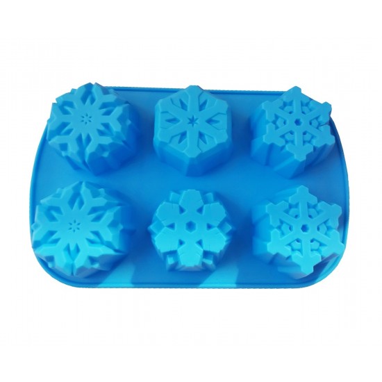 Forma silicon pentru prajituri, 6 cavitati, Fulgi de zapada, 154COF