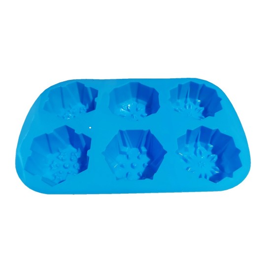 Forma silicon pentru prajituri, 6 cavitati, Fulgi de zapada, 154COF