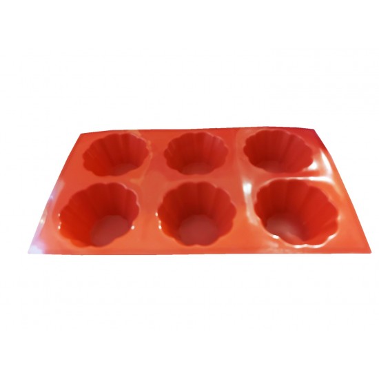 Forma silicon pentru prajituri, 6 cavitati, Rosu, 148COF