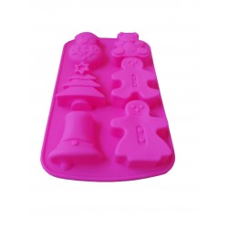 Forma silicon pentru prajituri, 6 cavitati, Sarbatori de iarna, 153COF