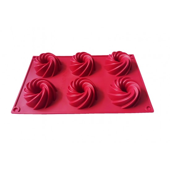 Forma silicon pentru prajituri, 6 cavitati, Spirala, 155COF