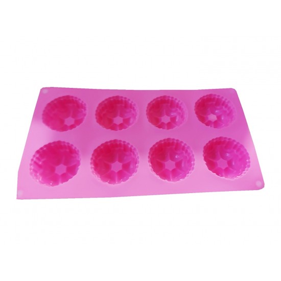 Forma silicon pentru prajituri, 8 cavitati, Floral, 151COF