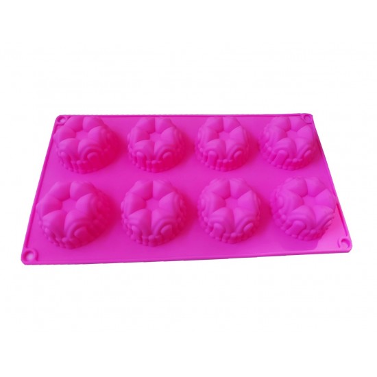 Forma silicon pentru prajituri, 8 cavitati, Floral, 151COF