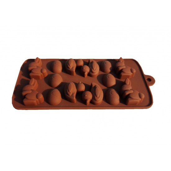 Forma silicon pentru prajituri, Ratuste, Iepure, Ou, 165COF