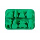 Forma silicon pentru prajituri, Tema Craciun, 8 cavitati, Verde, 20 cm, 481COF