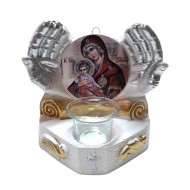 Candela cu doua maini, Fecioara Maria cu pruncul IIsus Hristos, 17 cm, GXL050