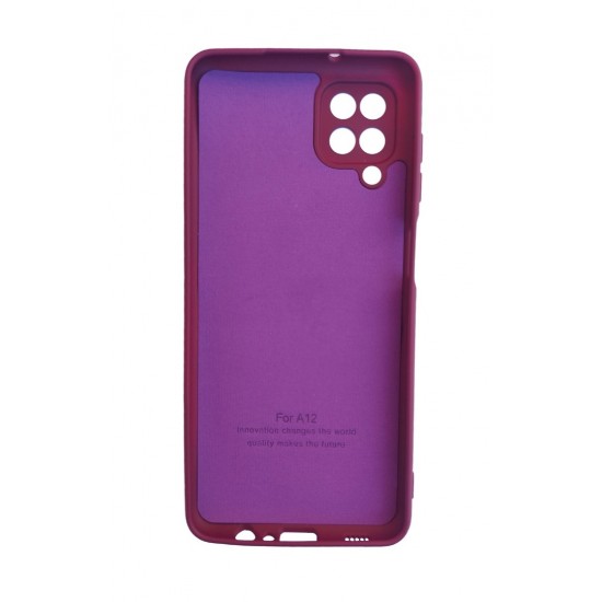 Husa telefon compatibila cu Samsung Galaxy A12, Visiniu, Cu interior de catifea, 385HT