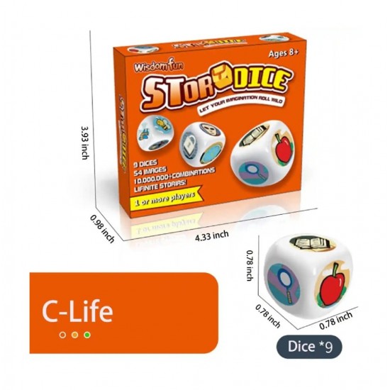 Joc educativ si logopedie, Set 9 zaruri pentru crearea povestilor, 54 de imagini unice, 1TOY