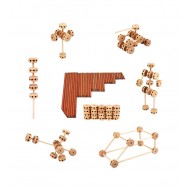 Jucarie de indemanare, Set constructii din lemn natural, 60 piese, SL1500