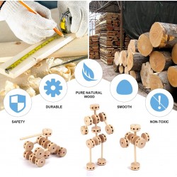 Jucarie de indemanare, Set constructii din lemn natural, 60 piese, SL1500