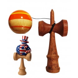 Kendama din lemn natural, Bila lemn + Sticker Waterproof USA pentru telefon, 150KD