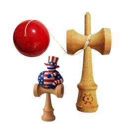 Kendama din lemn natural, Bila lemn + Sticker Waterproof USA pentru telefon, 152KD