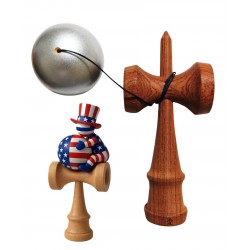 Kendama din lemn natural, Bila lemn + Sticker Waterproof USA pentru telefon, 167KD
