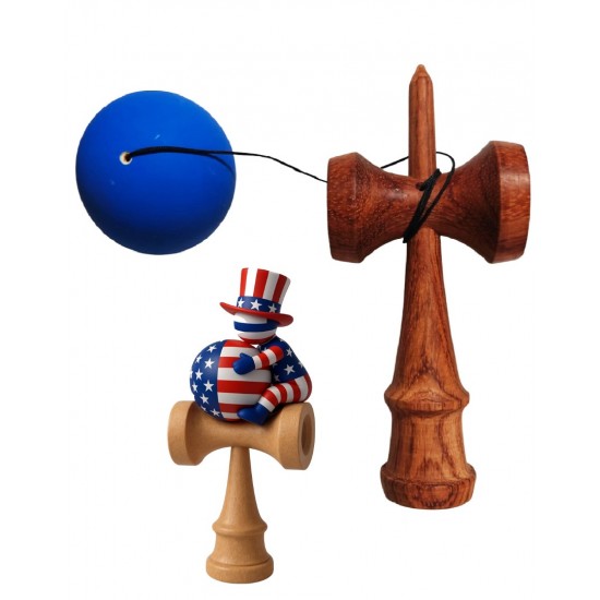 Kendama din lemn natural, Bila silicon mat+ Sticker Waterproof USA pentru telefon, 158KD
