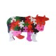 Puzzle 3D din lemn pentru copii cu Alfabet si Cifre, Vacuta, 26 piese, 26 cm, 18005SX