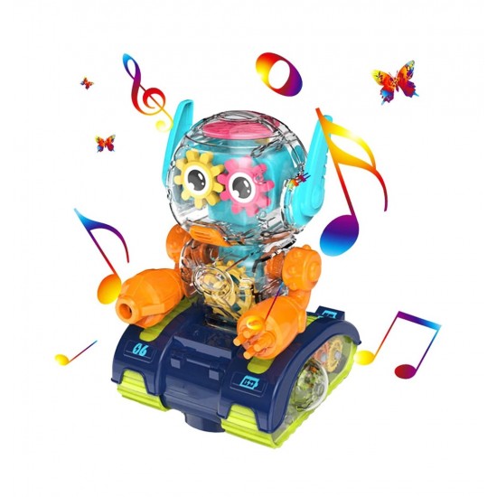Robot Transparent Gear, Canta si lumineaza, Albastru, 17133SX-1