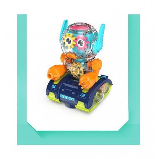 Robot Transparent Gear, Canta si lumineaza, Albastru, 17133SX-1