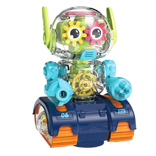 Robot Transparent Gear, Canta si lumineaza, Verde, 17133SX