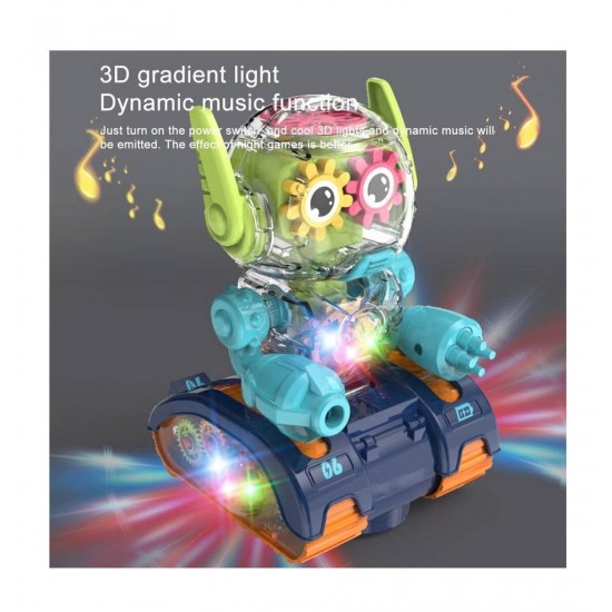 Robot Transparent Gear, Canta si lumineaza, Verde, 17133SX