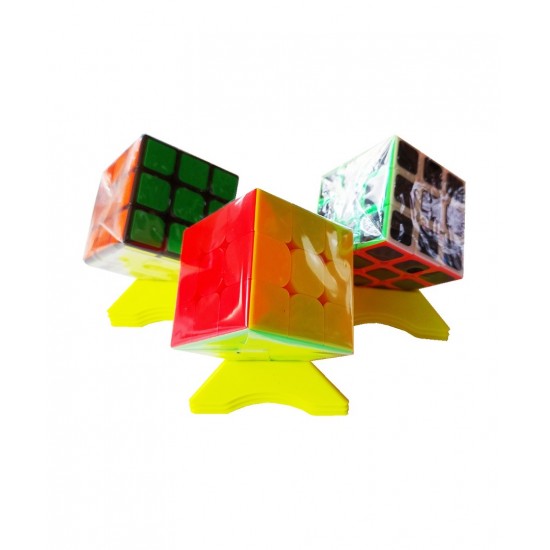 Set 10 Suporti universali pentru cuburi, toate marcile si dimensiunile Magic Cub, Galben, 432CUB-1