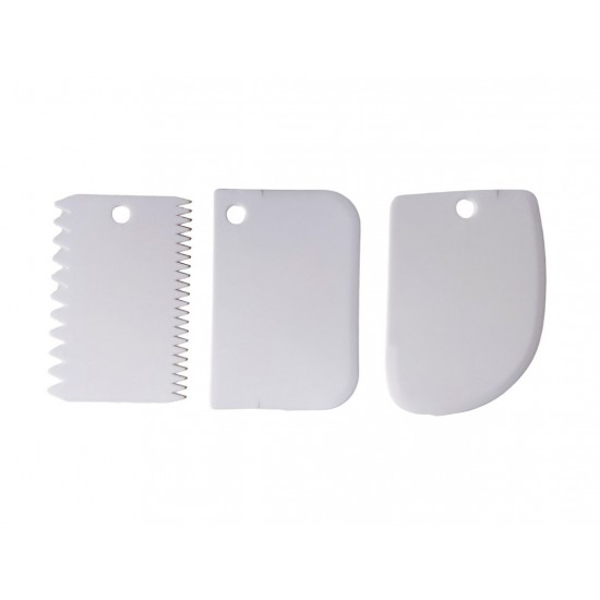 Set 3 Spatule flexibile pentru Ornare torturi, Alb, 11 cm, 323COF-2