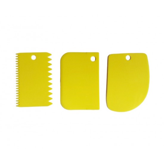 Set 3 Spatule flexibile pentru Ornare torturi, Galben, 11 cm, 323COF-3