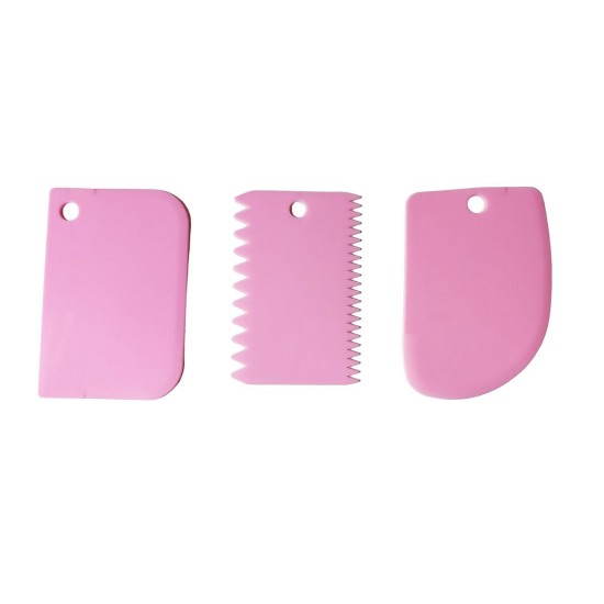 Set 3 Spatule flexibile pentru Ornare torturi, Roz, 11 cm, 323COF Set 3 Spatule flexibile pentru Ornare torturi, Roz, 11 cm, 323COF