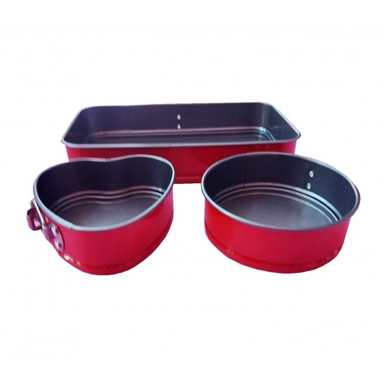 Set 3 Tavi mini  pentru  prajituri, Dreptunghiular, rotund, inima,156COF