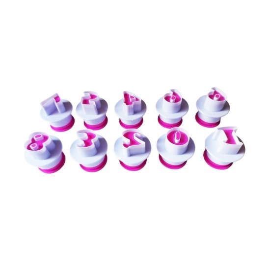 Set decupatoare Cifre cu ejector, 10 de piese, pentru cofetarie si patiserie, Roz, 286COF