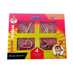 Set  puzzle Brain Twister 4 jocuri din Metal, pentru copii si adolescenti, 486CUB