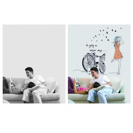 Sticker decorativ, Bicicleta, Better days, 95 cm, 708STK