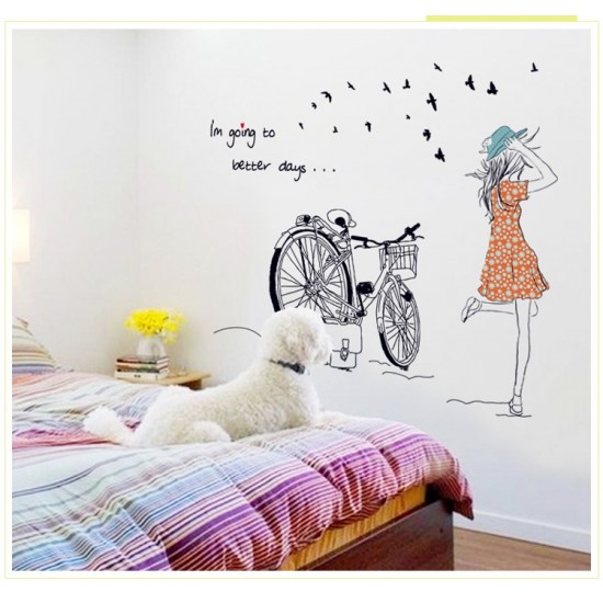 Sticker decorativ, Bicicleta, Better days, 95 cm, 708STK