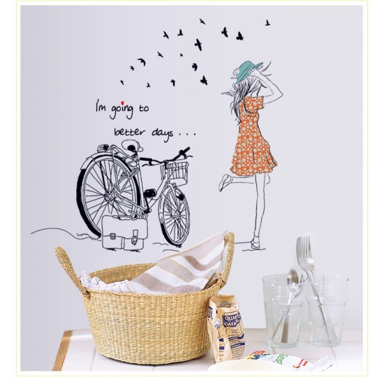Sticker decorativ, Bicicleta, Better days, 95 cm, 708STK