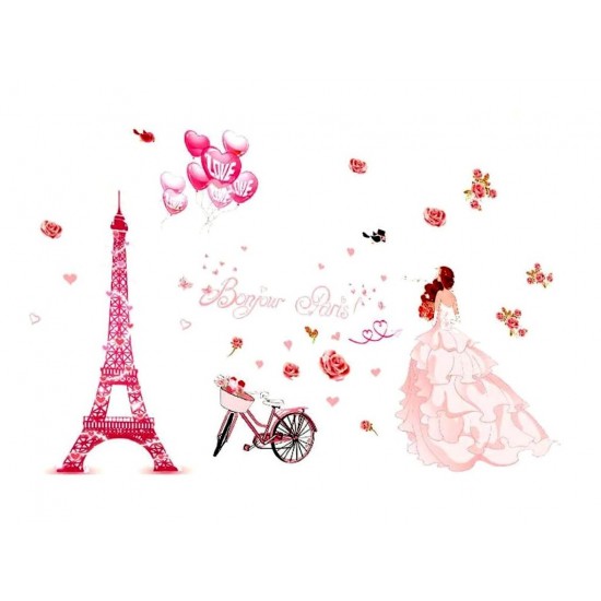 Sticker decorativ, Bonjour Paris, 130 cm, 782STK