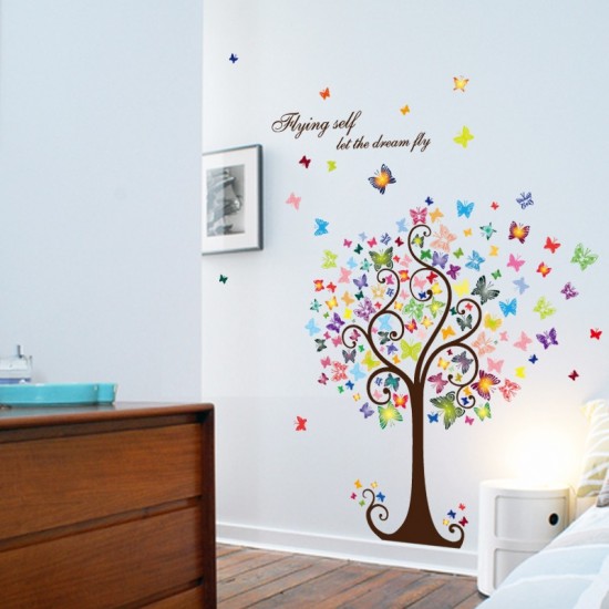 Sticker decorativ, Copacul cu fluturi, 130 cm, 799STK