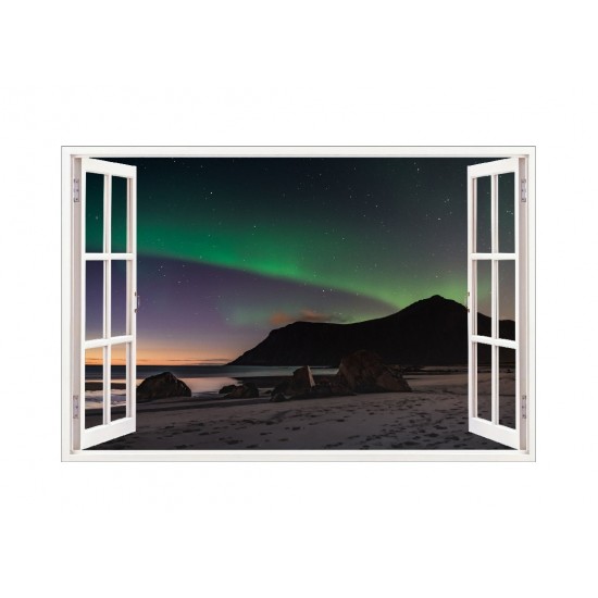 Sticker decorativ, Fereastra 3D, Aurora Borealis, 85 cm, 692STK Sticker decorativ, Fereastra 3D, Aurora Borealis, 85 cm, 692STK