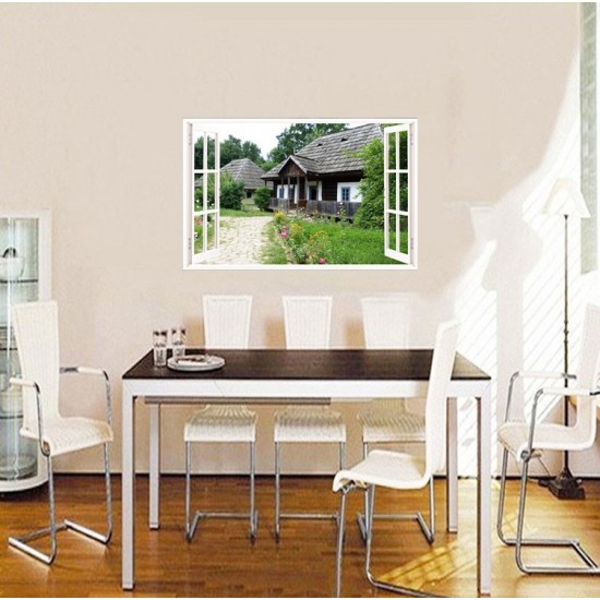 Sticker decorativ, Fereastra 3D, Casa, 85 cm, 637STK