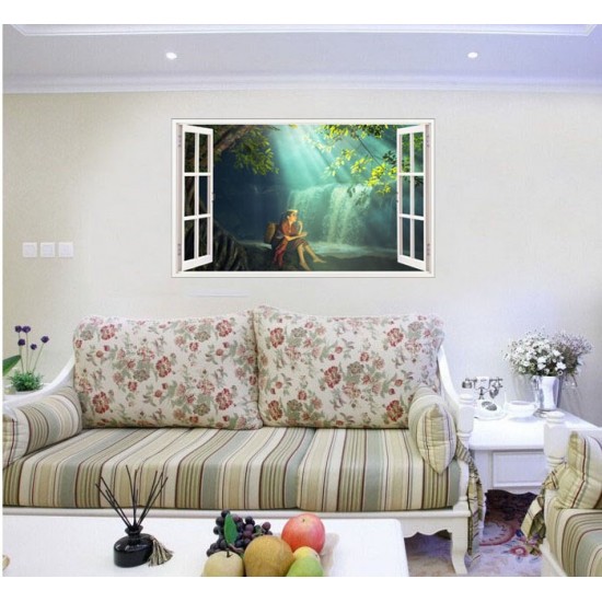 Sticker decorativ, Fereastra 3D, Cascada, 85 cm, 616STK Sticker decorativ, Fereastra 3D, Cascada, 85 cm, 616STK