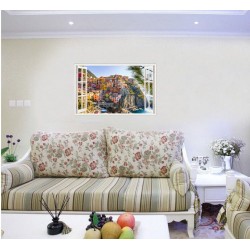 Sticker decorativ, Fereastra 3D, Cinque Terre, 85 cm, 673STK