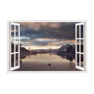 Sticker decorativ, Fereastra 3D, Lac, 85 cm, 542STK-2
